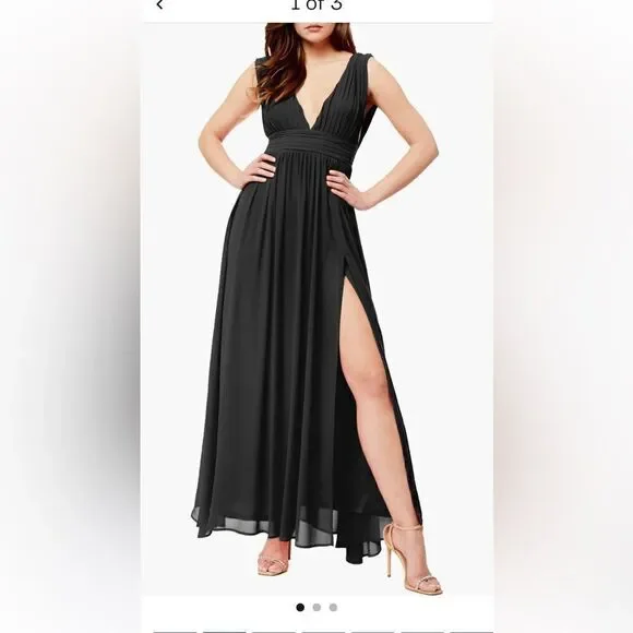 Love by Design NWT Athen deep plunge v neck Nordstrom Navy flowy evening gown XL - Picture 16 of 16